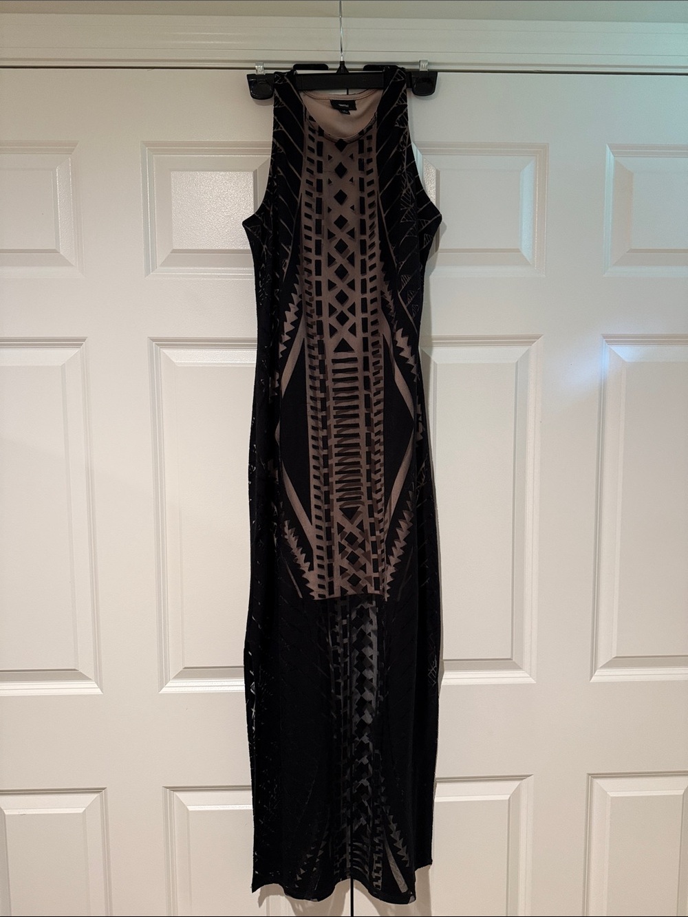 Mossimo Supply Co. Black and Taupe Geometric Maxi Dress